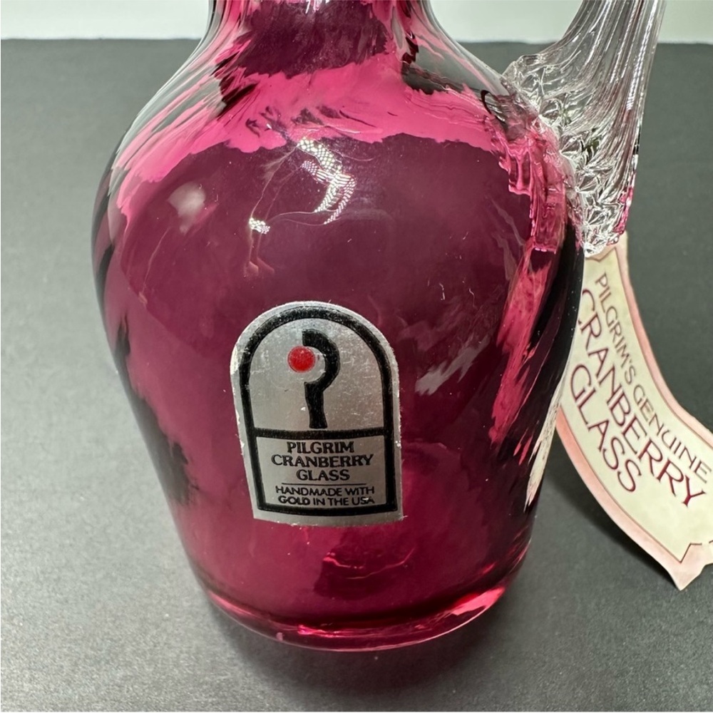 Pilgrims Cranberry Glass Pitcher - Picture 2 of 4